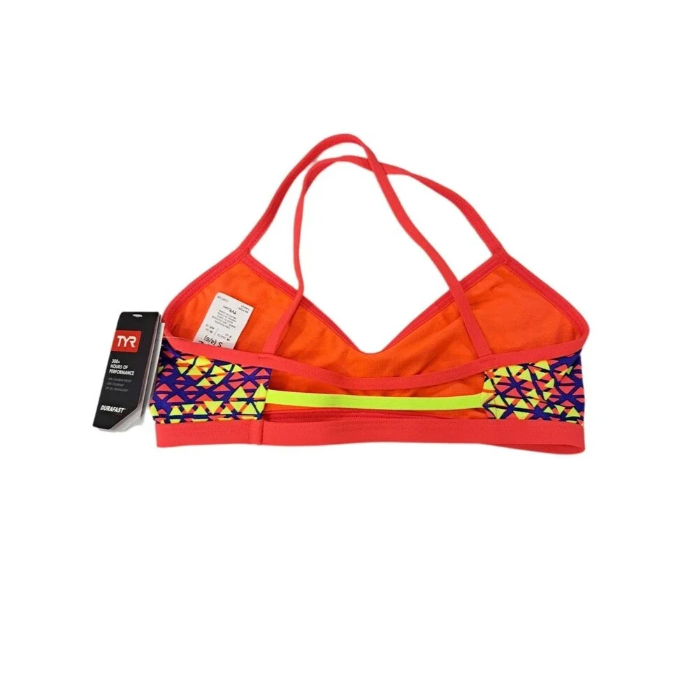 TYR Modena Trinity Bikini Top WBTMOD7A Red Yellow Women's Size S (4-6)